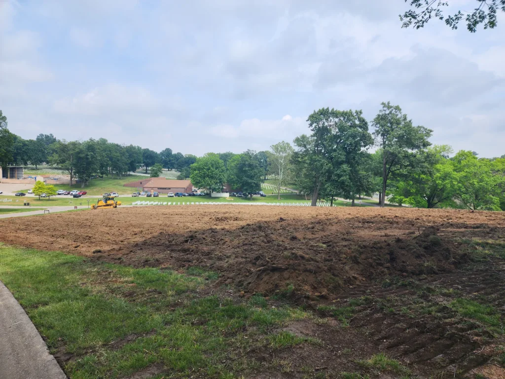 sod removal and grading at Jefferson Barracks National Cemetery