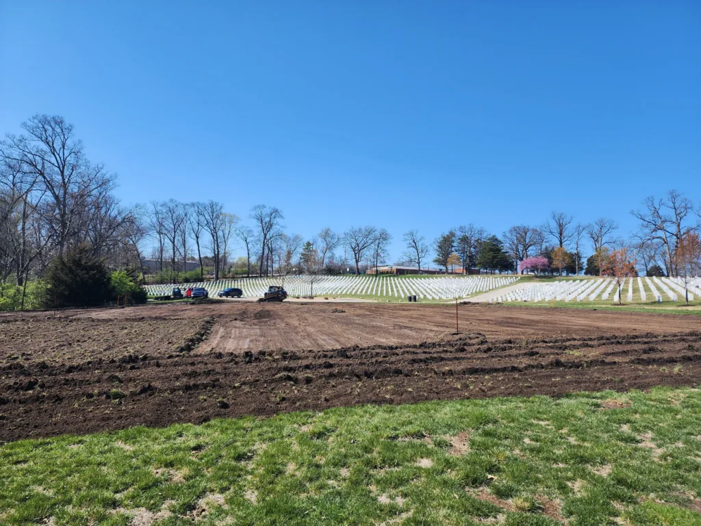 sod removal at Jefferson Barracks National Cemetery