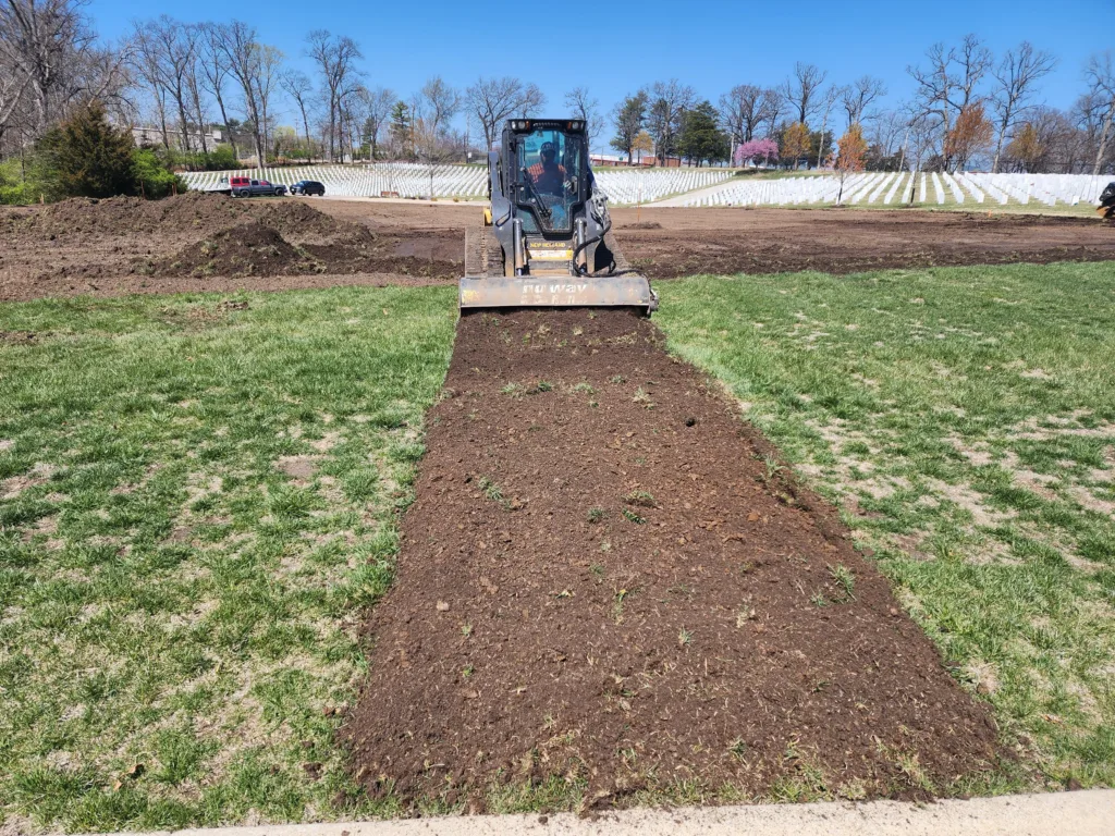 Sod removal at Jefferson Barracks National Cemetery.
