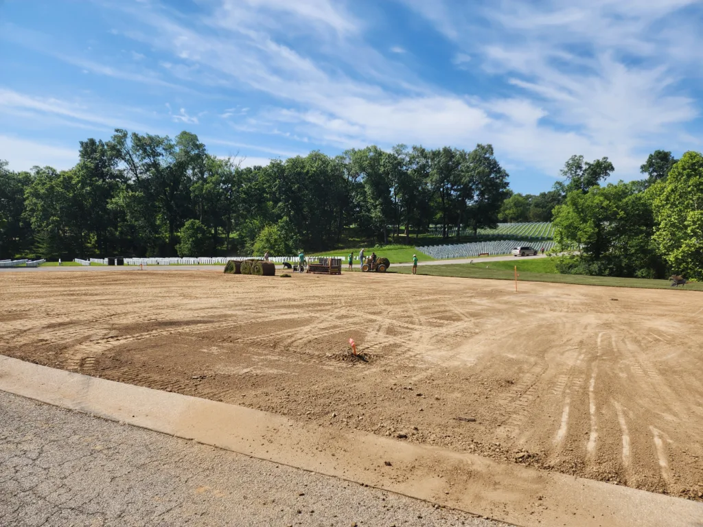 ground prep and sod installation at Jefferson Barracks National Cemetery Sec 1KK.